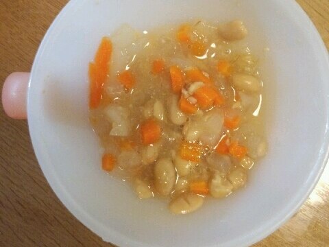 離乳食☆後期☆　３種の野菜の納豆入りスープ